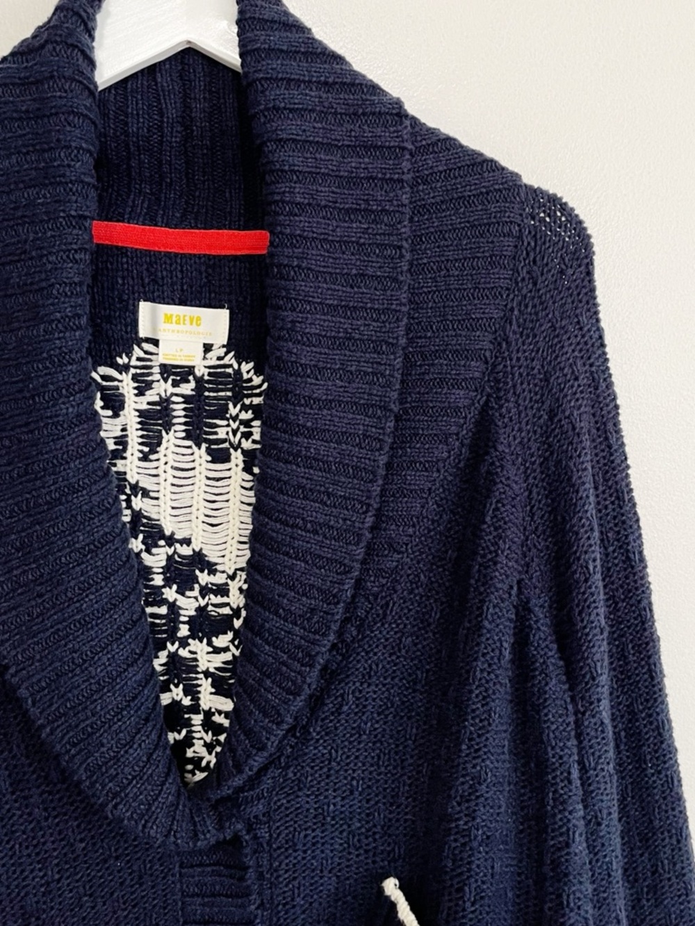 Anthropologie Maeve Seahorse Cardigan Sweater Navy Size Large Petite - Picture 5 of 10